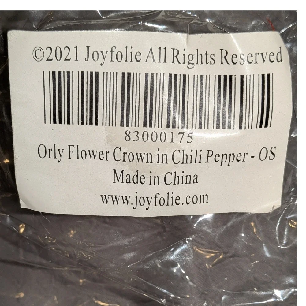 Joyfolie Orly Flower Crown Chili Pepper Red Floral Headband 83000175 OS Boho NWT